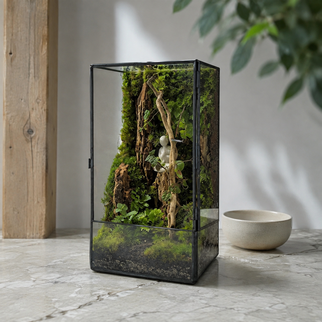 Terrarium carré en verre 11 × 11 × 21,5 cm pour mousse et micro-paysages