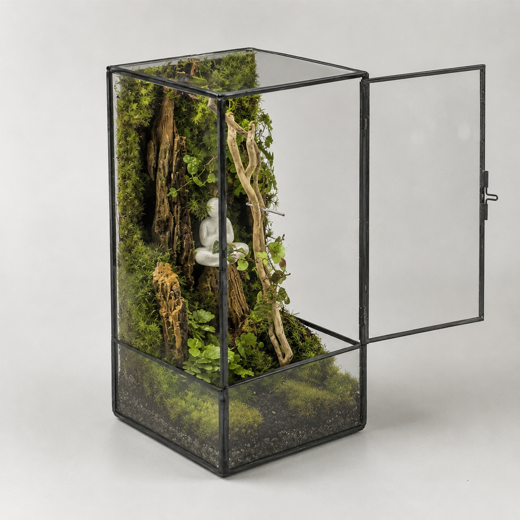 Terrarium carré en verre 11 × 11 × 21,5 cm pour mousse et micro-paysages