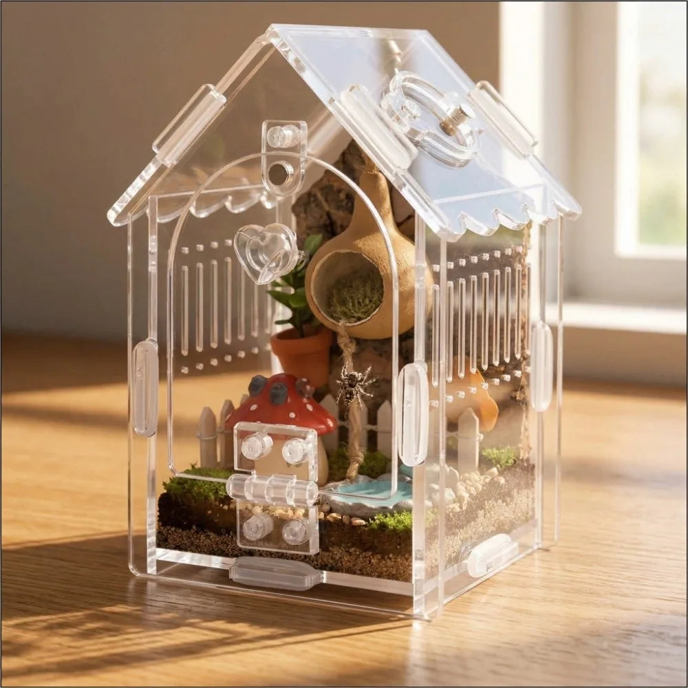 Terrarium en acrylique pour araignées sauteuses avec porte magnétique