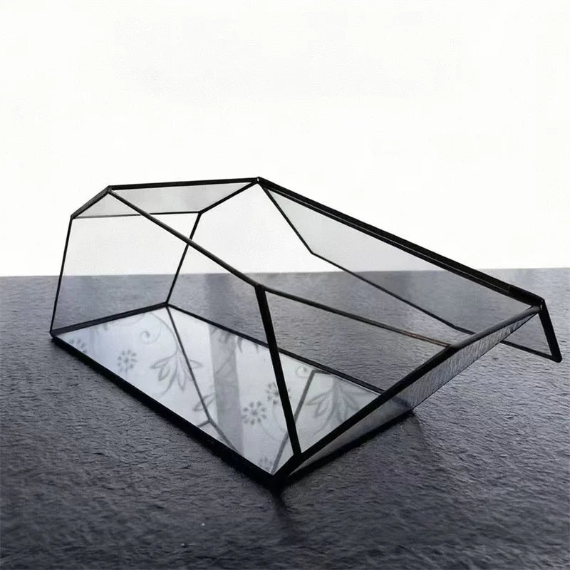 Terrarium géométrique en verre 32,5 cm pour mousse et micro-paysages