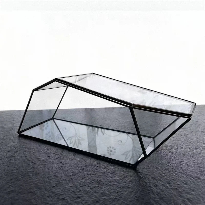 Terrarium géométrique en verre 32,5 cm pour mousse et micro-paysages