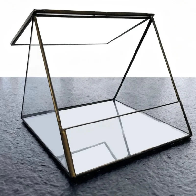 Terrarium triangulaire en verre pour plantes et micro-paysages