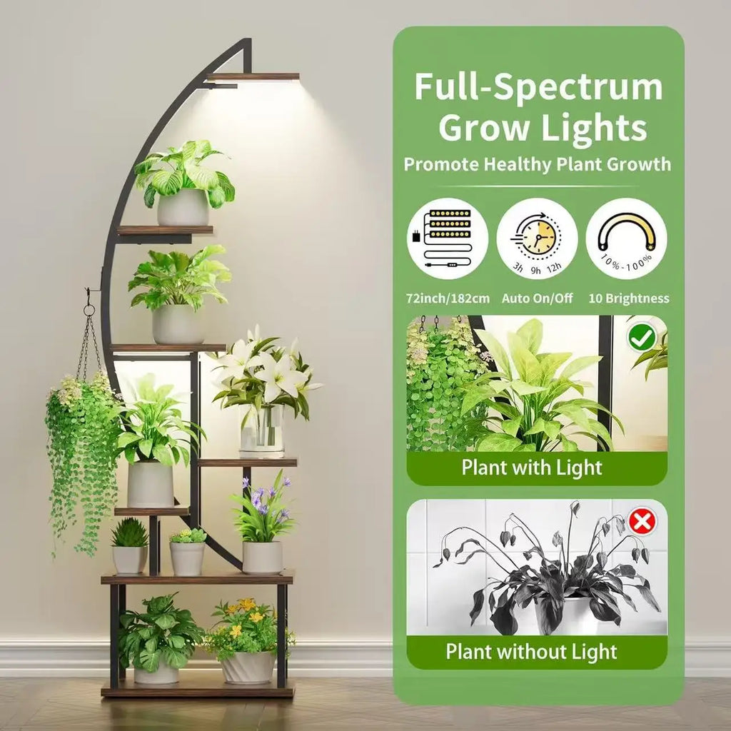 Étagère porte-plantes en acier et bois pour intérieur