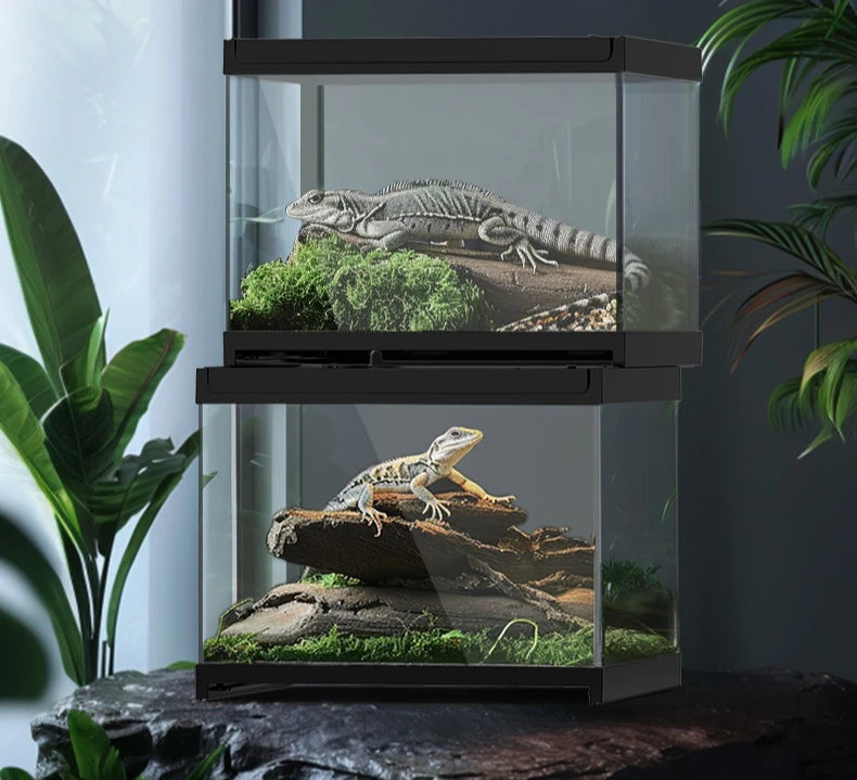 Terrarium en verre transparent empilable pour reptiles