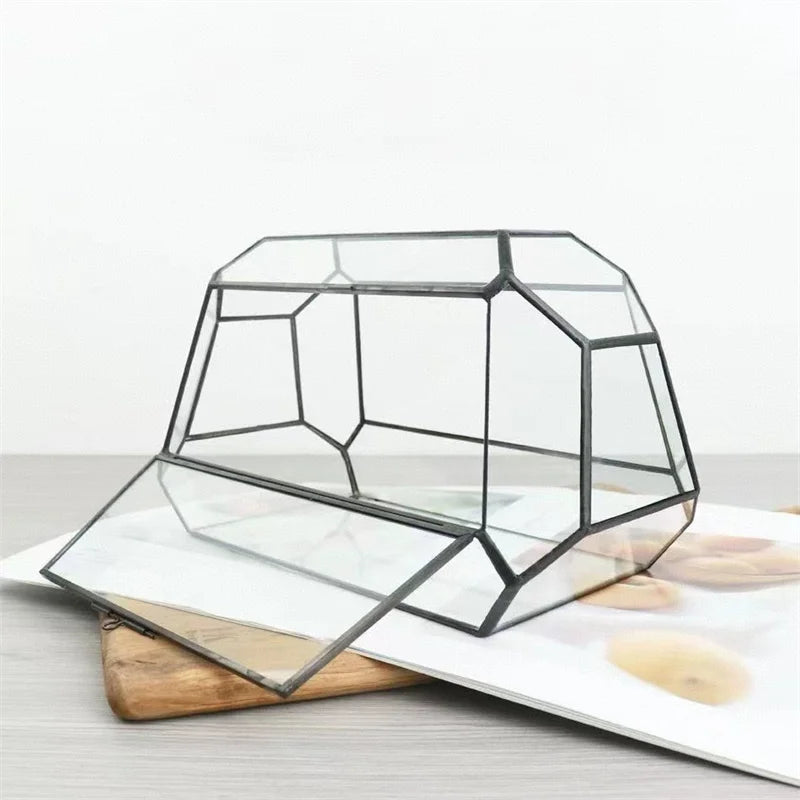 Terrarium géométrique en verre 26,5 × 13,7 × 15 cm