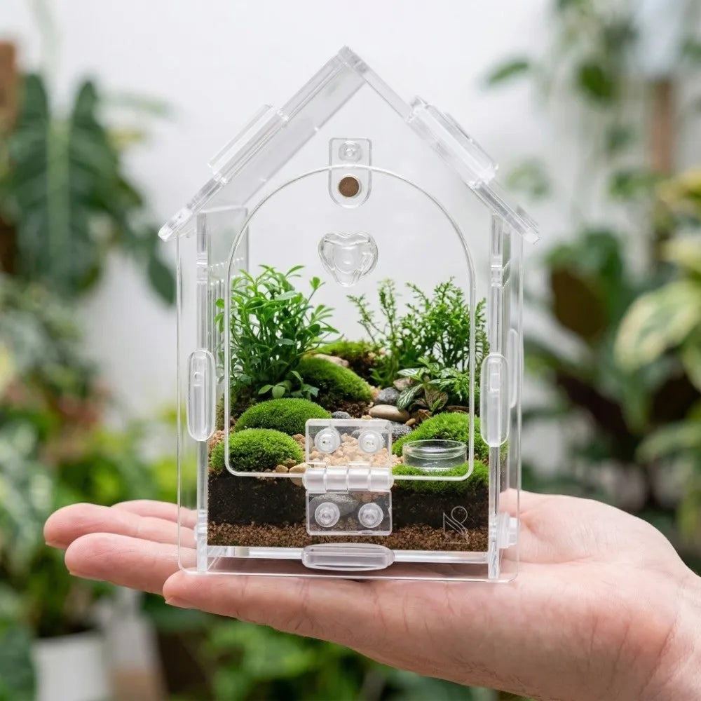 Terrarium en acrylique pour araignées sauteuses avec porte magnétique